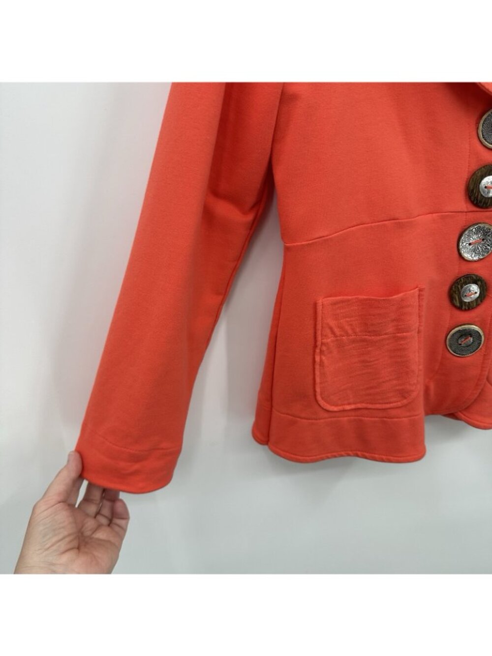 NEON BUDDHA jacket blazer orange PM petite lagenlook art teacher artsy organic - Picture 5 of 8